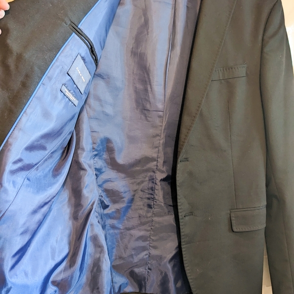 Zara Man Black Suit Jacket with Blue Lining - Picture 12 of 15